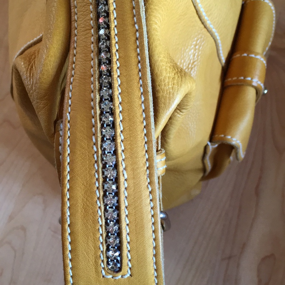 TOSCA BLU | Leather Shoulder Bag With Rhinestone Strap - Picture 5 of 16